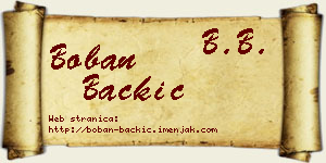 Boban Backić vizit kartica
